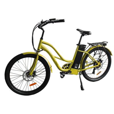 China Aluminum alloy China factory purchase 36v 250w 48v 500w cheap electric bike 26inch ebike for women lady urban road beach cruiser e bike bicycle for sale