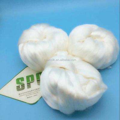 China Mulberry factory price cocoon fiber silk raw silk ball for yarn spinning, B2 grade, short fiber 5.8cm, free samples, SPO for sale