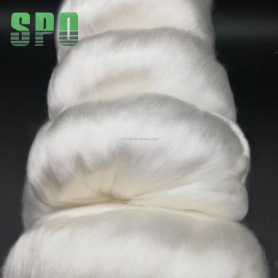 China Pure undyed 100% silkworm cocoon mulberry silk fiber silk top for blending with merino fiber for sale