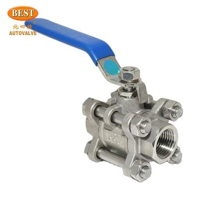 China General Q13-B Three-piece Type Stainless Steel Threaded Ball Valve for sale