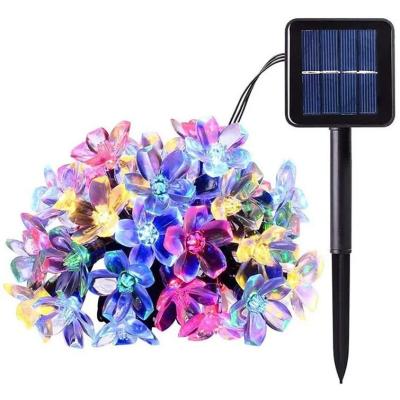 China Solar Decorative Lawn String Waterproof50 LED Cherry Blossom Flower String Light for Garden Yard Patio Holiday for sale