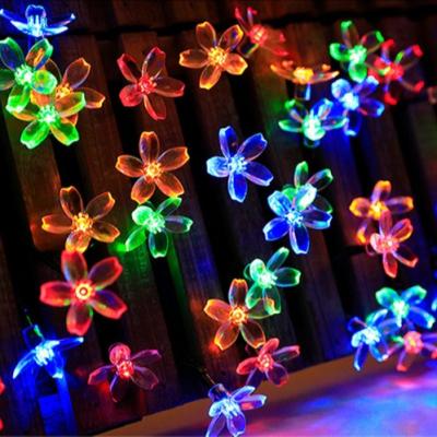 China Solar Lawn Flower String Light Outdoor Waterproof Cherry Blossoms LED Fairy Lights Garden Patio Fence Yard for sale