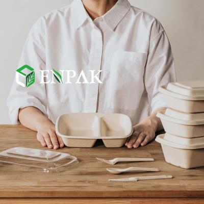 China Disposable Clamshell Biodegradable Bagasse Sugar Cane Bagasse Food Box for sale