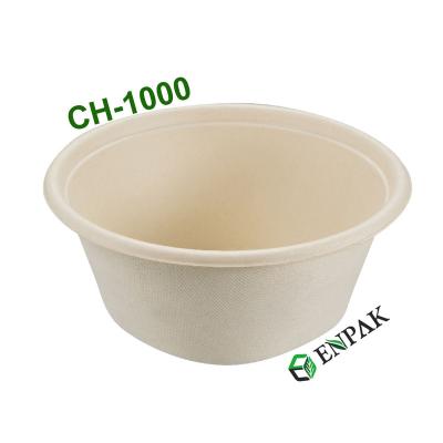 China Compostable Sugarcane Bagasse Soup Bowl Paper Pulp Takeout Salad Bowl for sale