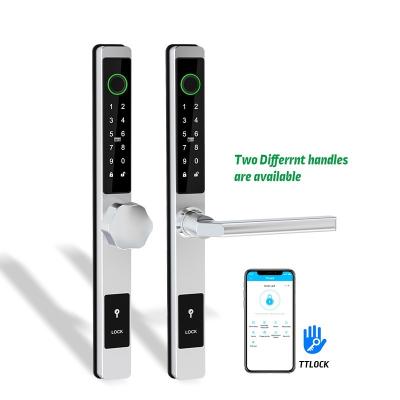 China Apartment/Hotel/School/Office Digital Fingerprint Fingerprint Aluminum Sliding Smart Door Lock Ttlock Waterproof Biometric Glass APP Door Lock for sale