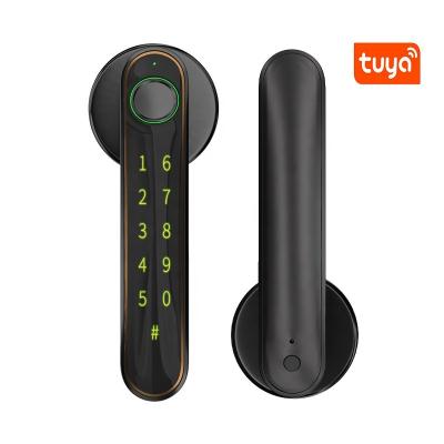 China TUYA APP Home Smart Zinc Alloy Handle Lock Biometric Fingerprint Digital Indoor Smart Lock for sale