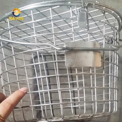 China Sustainable 304 Stainless Steel Round Shape Storage Metal Wire Basket With Handle for sale