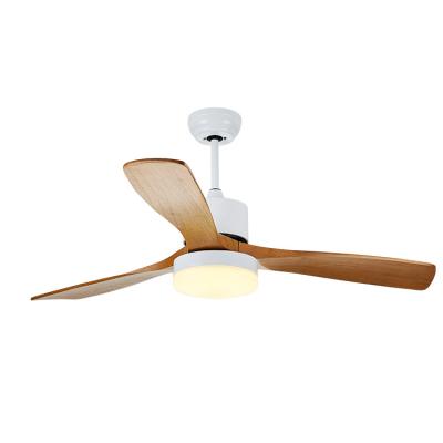 China Wholesale high quality 3 inch Baldes 220V ceiling fan energy saving lighting+air 52 ventilation with LED light and wooden remote control for sale