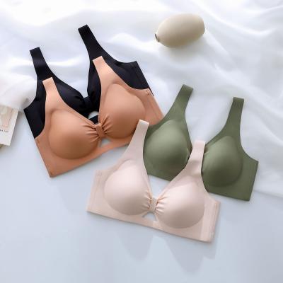 China Seamless Women's Seamless Underwear Women's Seamless Band Jelly Bra Pure Muscle Fit Gathering Type Soft Without Rims And Breastmilk Thin Bra for sale