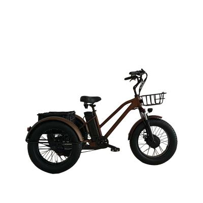 China Best Selling Fat Tire 3 Steel 2022 Wheel Bicycle shimano 6 Speed ​​Three Wheels Electric Adult Cargo Tricycle Electric Bike for sale