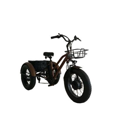 China 3 wheel steel cargo bicycle electric tricycle/fat tire three wheel electric tricycle/fat tire electric tricycle adult for sale