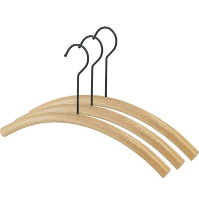 China Custom Adult Wooden IANGO Coat Suit Shirt Clothes Hanger Shop Display Modern Wooden Percha Fixtures With Black Long Hook for sale