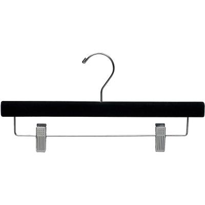 China Minimalist black velvet hanger with adjustable cushion clip for sale