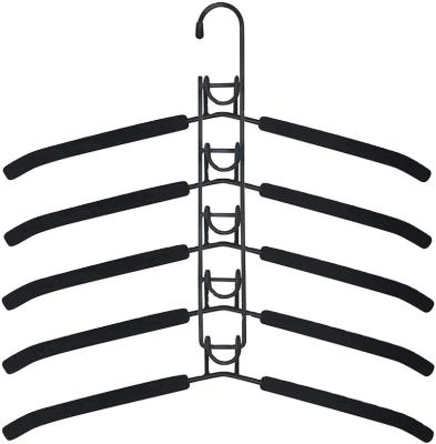 China Save Space Heavy Duty Pants Hangers With Foam, 4-Tier Space Saving Metal Pant Hangers, Multi Layers Hangers for sale