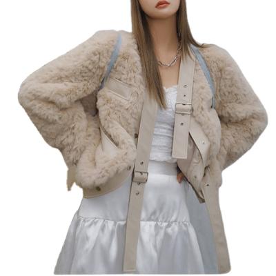 China Solid Color Patchwork Viable Fur Coat for sale