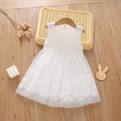 China Breathable Mesh Floral Print Embroidery Babies Dress A Line Casual Dress For Girl for sale