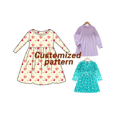 China Breathable Girls Spring Autumn Dress All Over Floral Print Zipper Homecoming Dress Kids Girls Dress Wear for sale