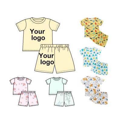 China Breathable Children's Cartoon Kids Animal Print T-shirt 2pcs Kids Clothes Set Top Children Wear for sale