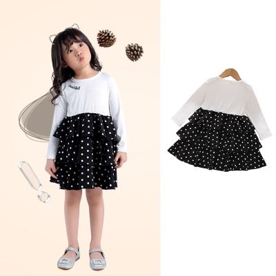 China Washable Girls Stitch Stripe Polka Dot Dress Knitted Girl Dress for sale