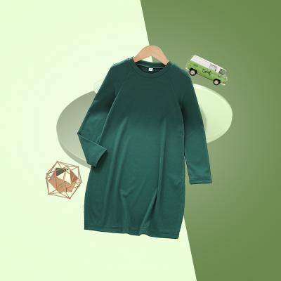 China Hot Selling Teen Girls Tee Dress Breathable Green Dress Solid Casual Dress For Girl for sale