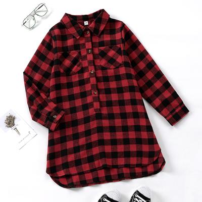 China 2022 Girls Breathable Blouse Girls Pocket Plaid Drop Shoulder Front Blouse Clothing For Girls for sale