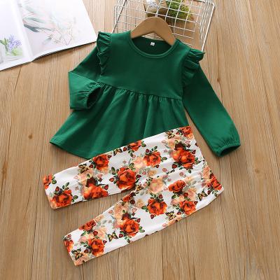 China Fashion\Comfortable\Durable Girl Clothes Toddler Clothes Girl Ruffle Sleeve Opening Top And Pants Sets Girls Home Set Customized Pajamas for sale