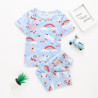 China Fashion\Comfortable Girls\Durable Unicorn And Heart Print Girl Clothes Toddler Tee With Pants Kids Set Clothes for sale