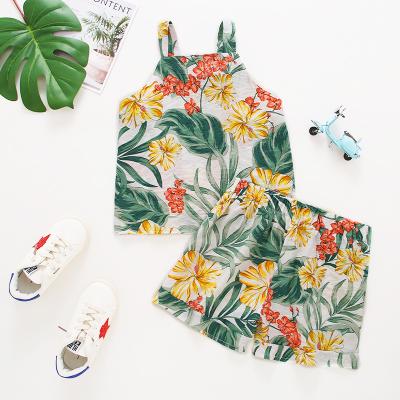 China Fashion\Comfortable\Durable Girl Clothes Floral Bow Cami Top With Shorts Girls Short Set Girls Kids Set Clothes for sale