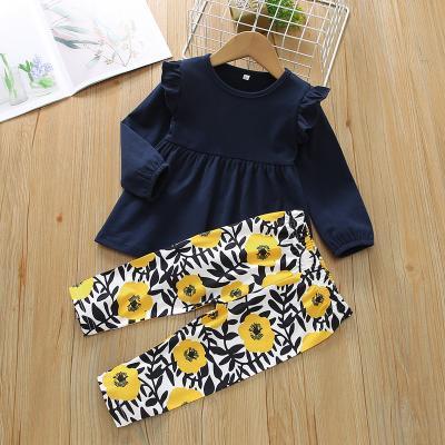 China Spandex/Polyester/Cotton Girl Spring Casual Autumn Set High Quality Girls Set Casual Kids Set Clothes for sale