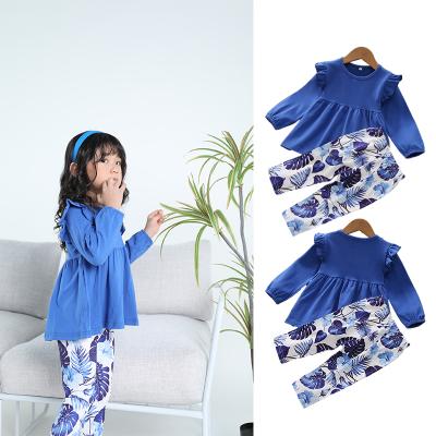 China Fashion\Comfortable\Durable Girl Clothes Girl Ruffle Sleeve Opening Top And Pants Set Halloween Set Autumn Costume Kids Sets Clothes for sale