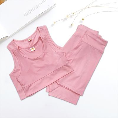 China Sports Girls Solid Color Teen Sports Active Wear Yoga Kids Clothes Set Kids Top And Waist Leggings Sports for sale