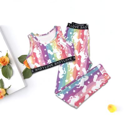 China Girls Breathable Clothes Tie Dye Tee Pants Yoga Set Active Set Sport Set Kids Sports Wear for sale