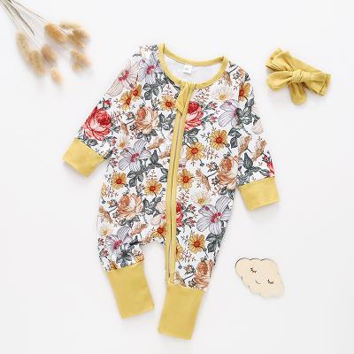 China Cozy Baby Clothes Jumpsuit Multicolor Floral Print Kids Set Clothes Girls Pajamas Romper for sale