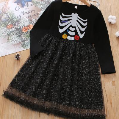 China Anti-wrinkle Halloween net yarn knit and animal black dress casual dress for girl for sale