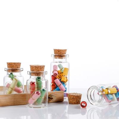 China Hot Selling Eco-friendly Recyclable Mini Glass Bottles / Clear Empty Wish Drift Vials With Cork For Gift for sale