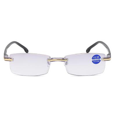 China Thin Anti Blue Light Blocking Cheap Rimless Reading Glass Women Men Fit Presbyopic Frameless Glasses for sale