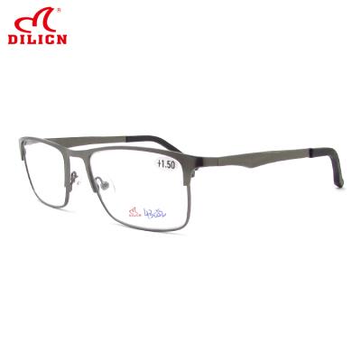 China Reading Glass Half-Rim Metal Glass Optical Frame/Sight With Spring Hinges Mens Eyeglasses Vintage Square Spectacle Optical Glass for sale