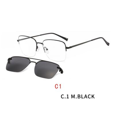 China Glasses Fit Magnetic Clip On Sunglasses Men Myopia Half Frame Optical Prescription Glasses for sale