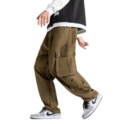 China 2021 Custom Anti-Wrinkle Wholesale Men Loose Casual Multi-pocket Straight Solid Color Plus Size Cargo Pants for sale