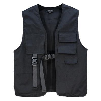 China Anti-wrinkle Polyester Mens Vest Sleeveless Vest Multi Pocket Sports Vest For Men for sale