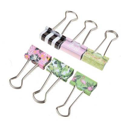 China Promotional Custom Beautiful Design 19mm Different Pattern Mini Metal Printing Binder Clips for sale