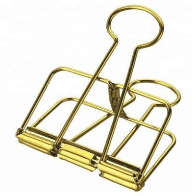 China Hollow Design Office Supplier School Accessories Colorful Hollow Paper Gold Metal Wire Small Binder Clips for sale