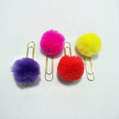 China Fashion design popular different color pom pom paperclips decorative bookmark for sale