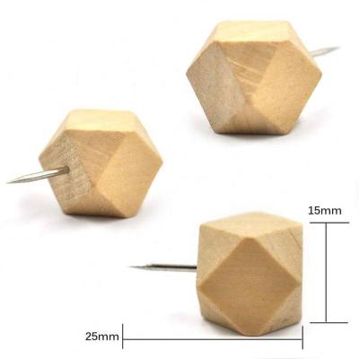 China Geometric Wooden Materil Thumbtacks Extra Large Map Push Pins for sale