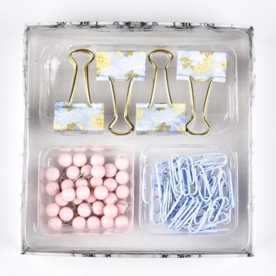 China Promotional different kind of different pins clips, paper clips, binder clips school office stationery set for sale