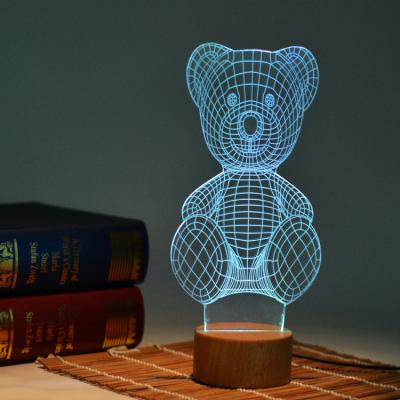 China Stylish Led Bulb 3D Illusion Table Lamp Indoor Led Table Lamps With Low 3d Wooden Table Acrylic Lamps 3d Led Light for sale