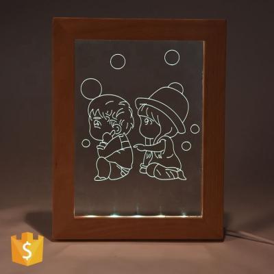 China Latest Decoration Style Wooden Lighting Photo Frame , 3D Led Photo Frame Light for sale