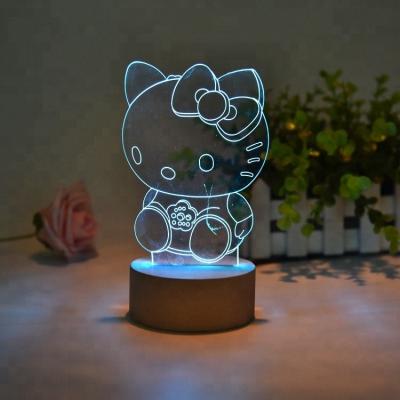 China Stylish Kids Bedroom Cat Shape Led Lamp Color-changing USB Night Light Decor 3D Illusion LED Projector Lamp for sale