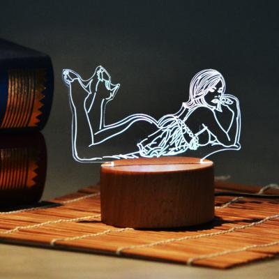 China Stylish Reputable Retail Displays Beauty Acrylic Led Night Light Table Lamp 3d Wall Light for sale