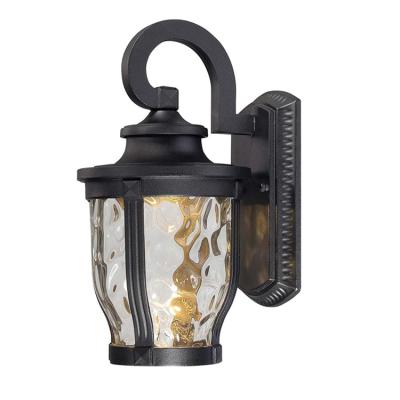 China Borosilicate Lavery Glass Outdoor Wall Light Merrimack Cast Aluminum LED Outdoor Wall Lantern, Black for sale